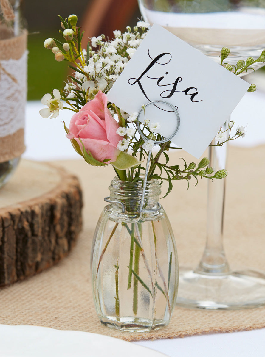 Rustic Country 4 Pack Glass Place Card Holders – Lifestyle Image