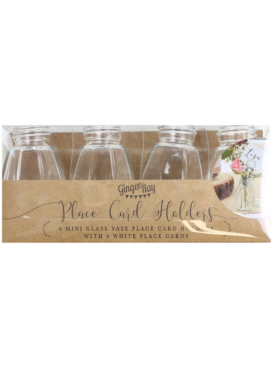 Rustic Country 4 Pack Glass Place Card Holders – Packaging Image