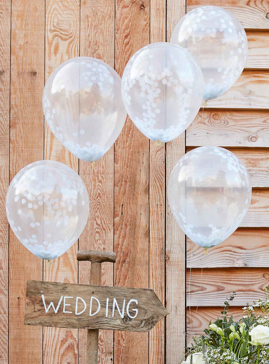 Rustic Country 5 Pack 30cm Confetti Filled Latex Balloons – Lifestyle Image