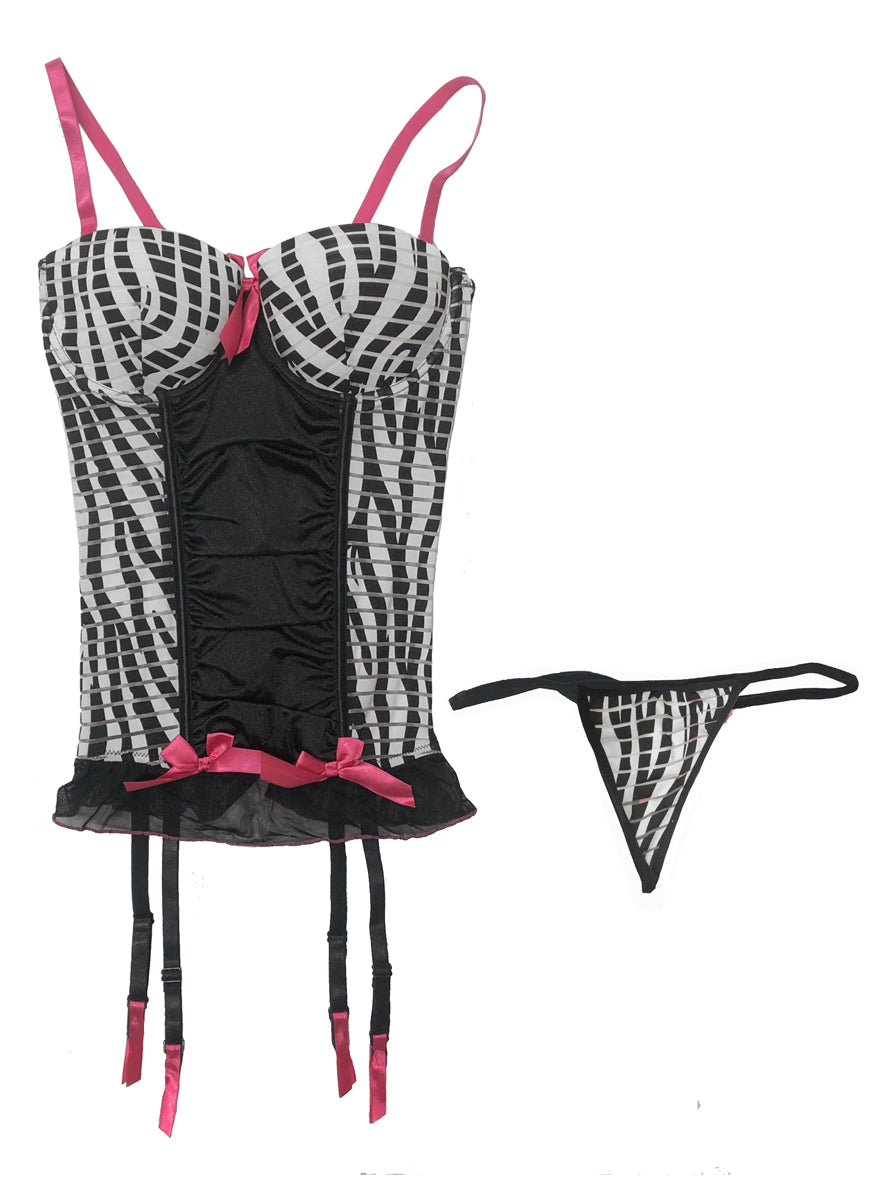 Sr 38 Stm 9344 Zebra Burn Out Print Buistier And G String Set Womerns Sexy Lingerie Main Image 1200
