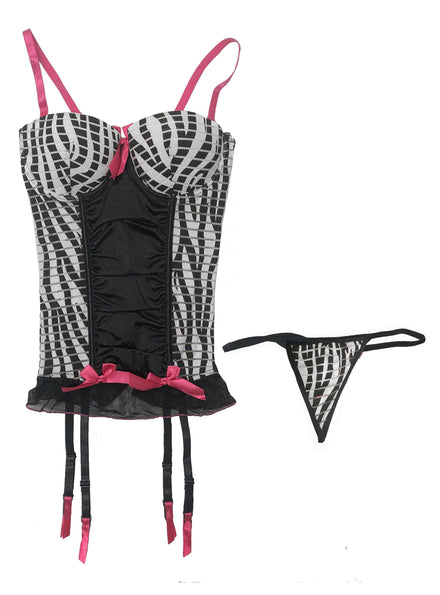 Sr 38 Stm 9344 Zebra Burn Out Print Buistier And G String Set Womerns Sexy Lingerie Main Image 1200