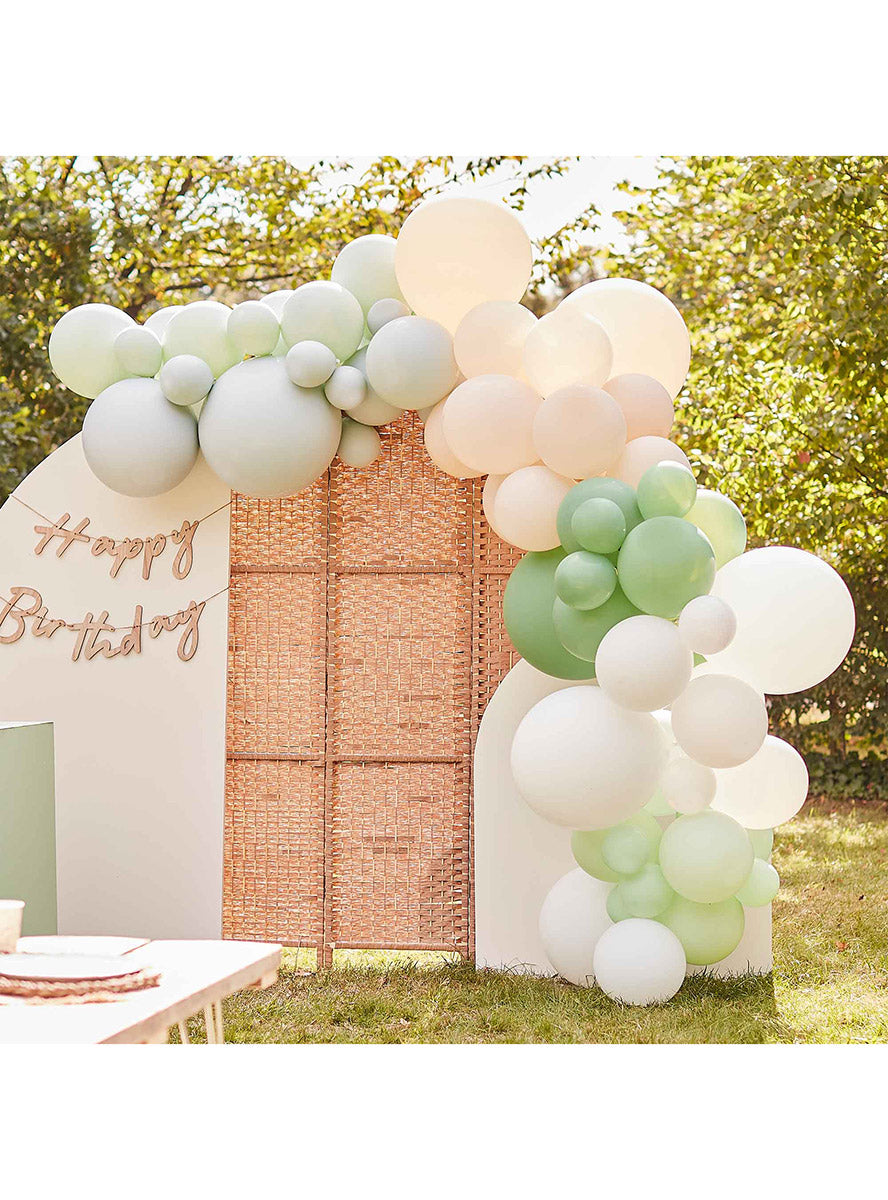 Large 73 Piece Sage Green and Nude Coloured Balloon Arch Kit