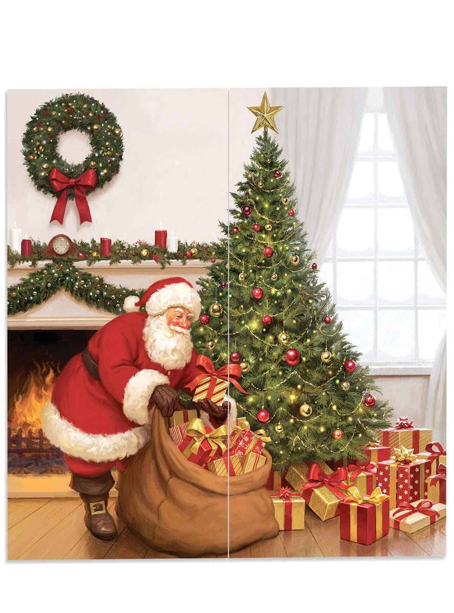 Santa Claus Christmas Tree Scene Setter Wall Decoration Kit
