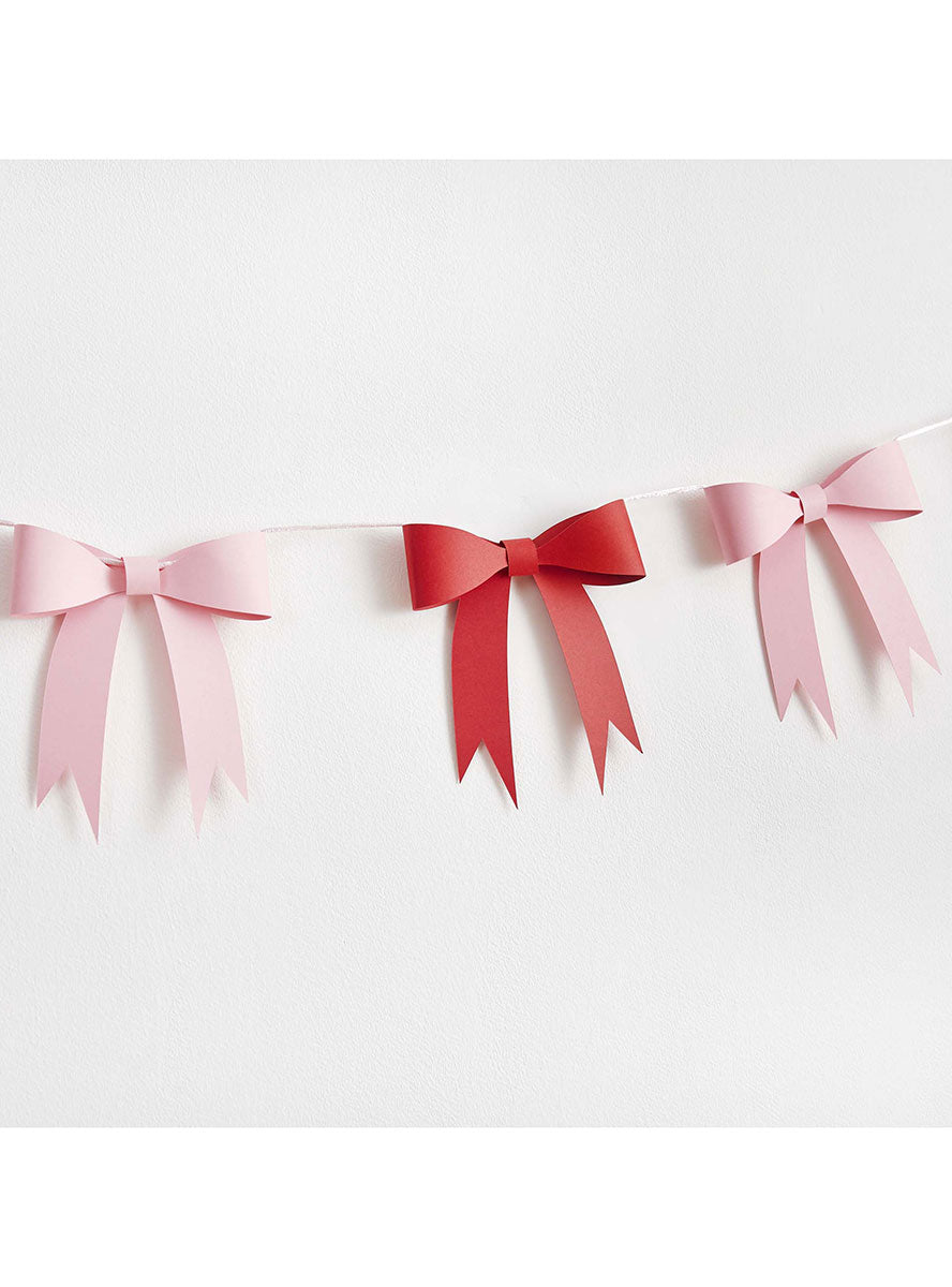 250cm Red and Pink Santa Baby Bow Garland - Close Image