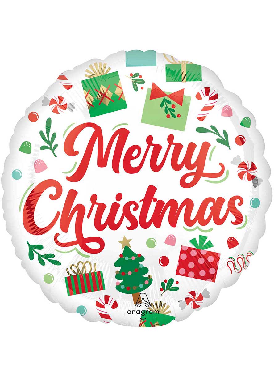 Santas Merry Christmas Round Foil Balloon 45cm