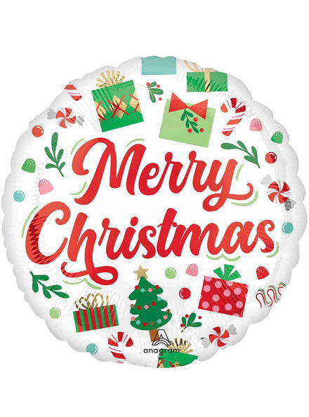 Santas Merry Christmas Round Foil Balloon 45cm