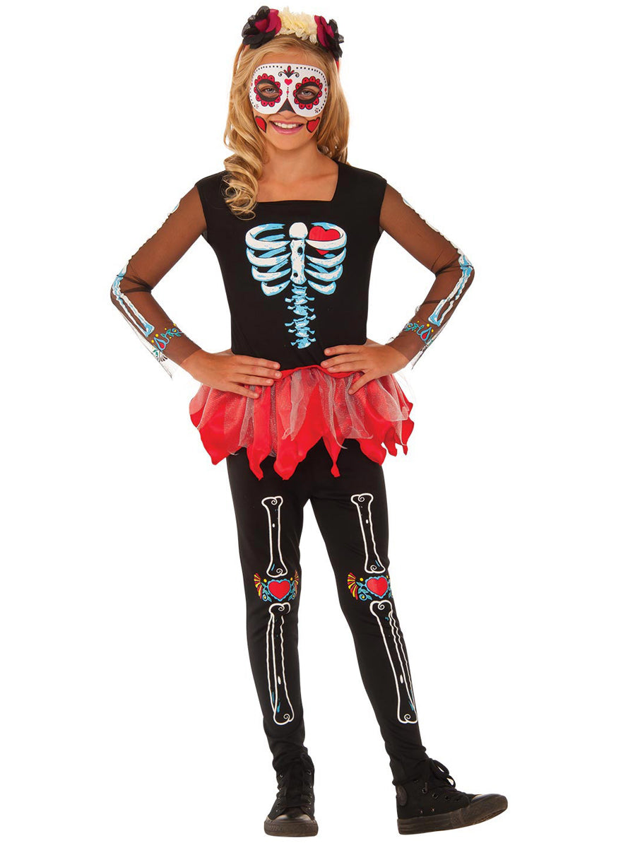 Halloween Girls Scared to the Bone Skeleton Costume - Main Image