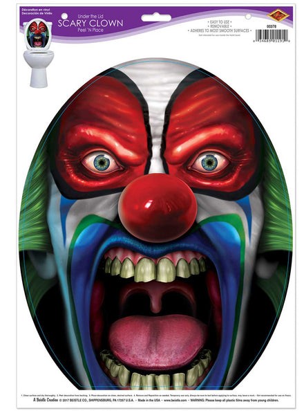 Scary Clown Halloween Toilet Lid Sticker - Main Image