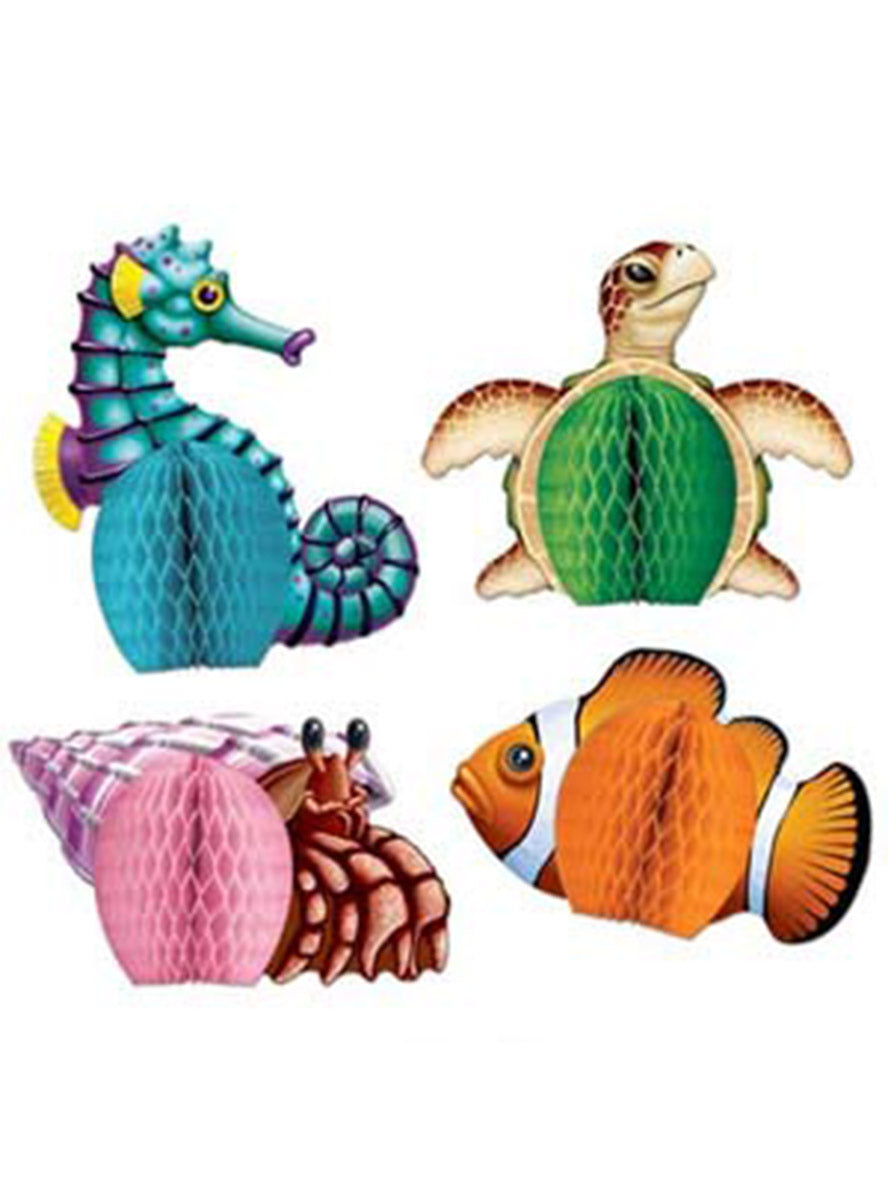 Under the Sea 4 Pack of 14cm Sea Creature Honeycomb Table Centrepieces