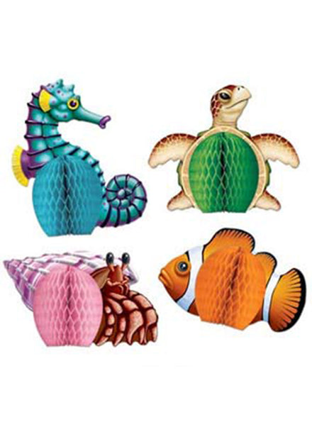 Under the Sea 4 Pack of 14cm Sea Creature Honeycomb Table Centrepieces