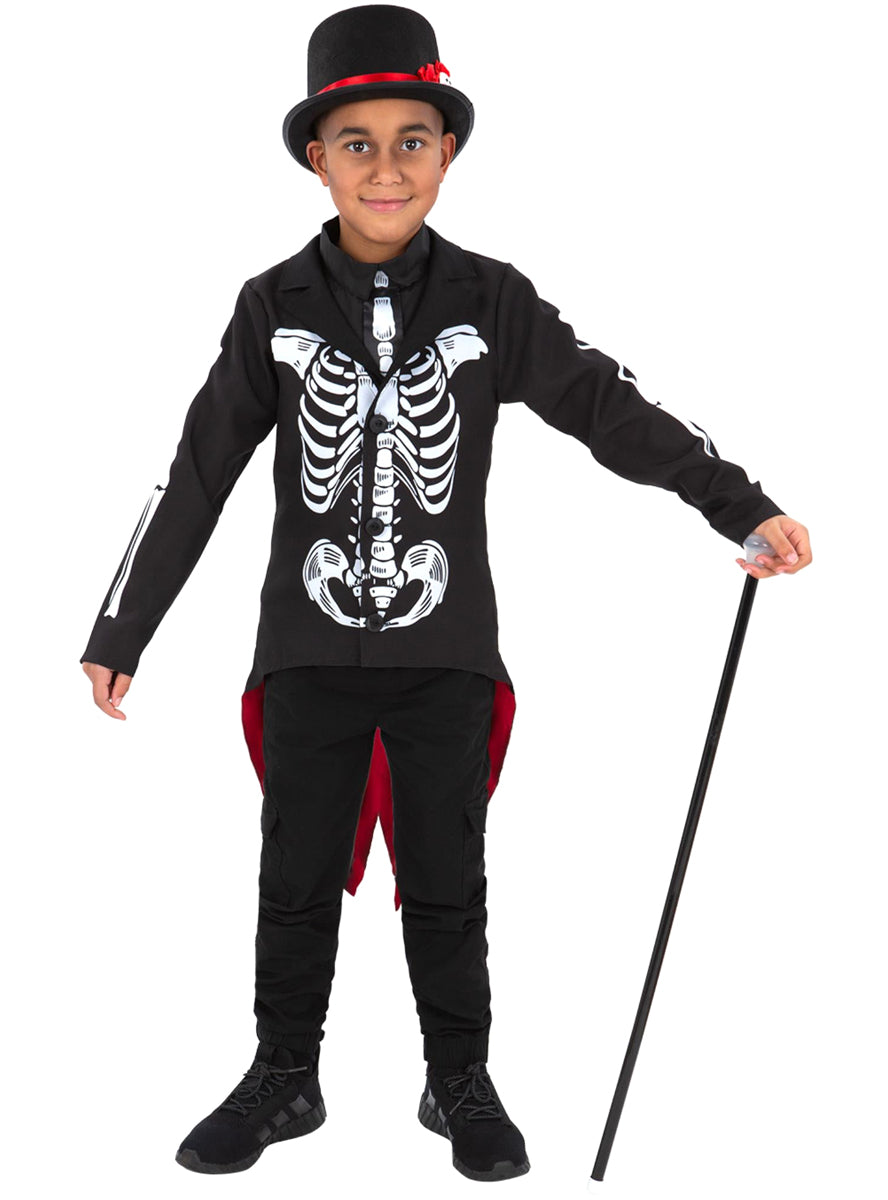 boys day of the dead halloween skeleton suit costume - Alternative image