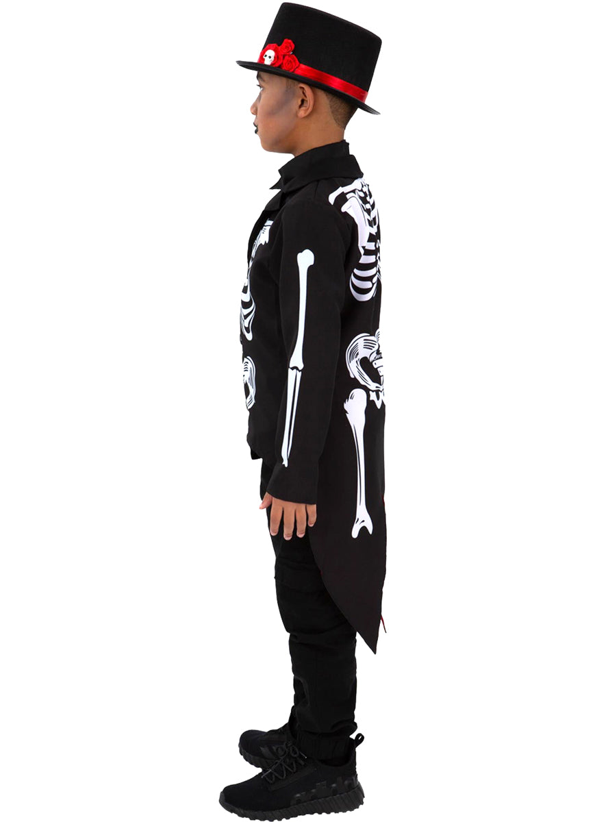 boys day of the dead halloween skeleton suit costume - Side image