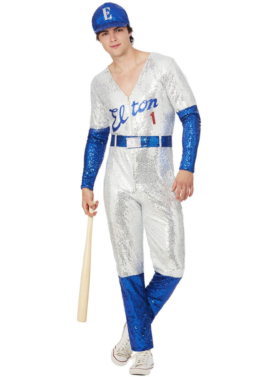 mens elton john sequin baseball outfit - front image