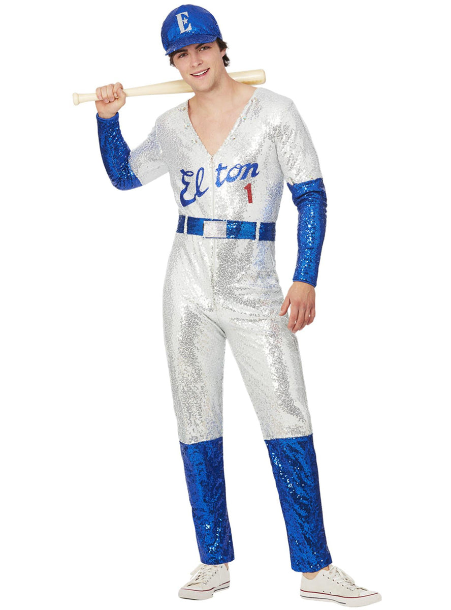 mens elton john sequin baseball outfit - Main image
