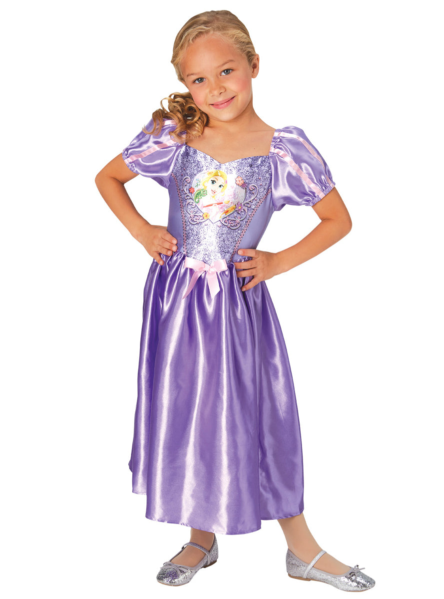 Sequined Rapunzel Girls Dinsey Princess Costume - Main Image