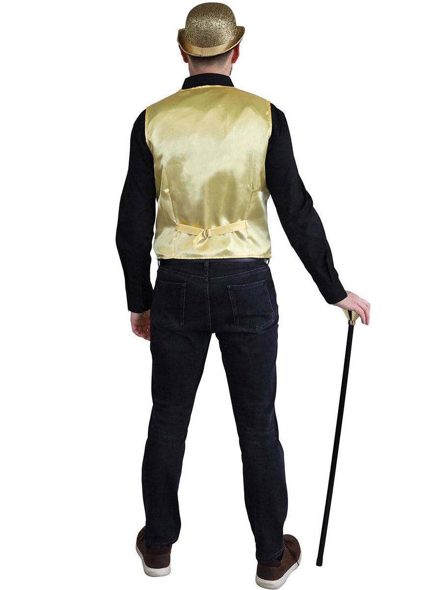 Back Image of Sequined Gold Plus Size Mens Costume Vest