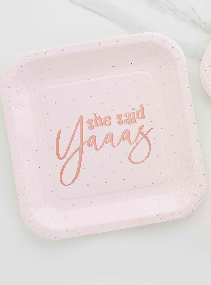 She Said Yaaas Engagement Party 8 Pack 23m Paper Plates – Lifestyle Image