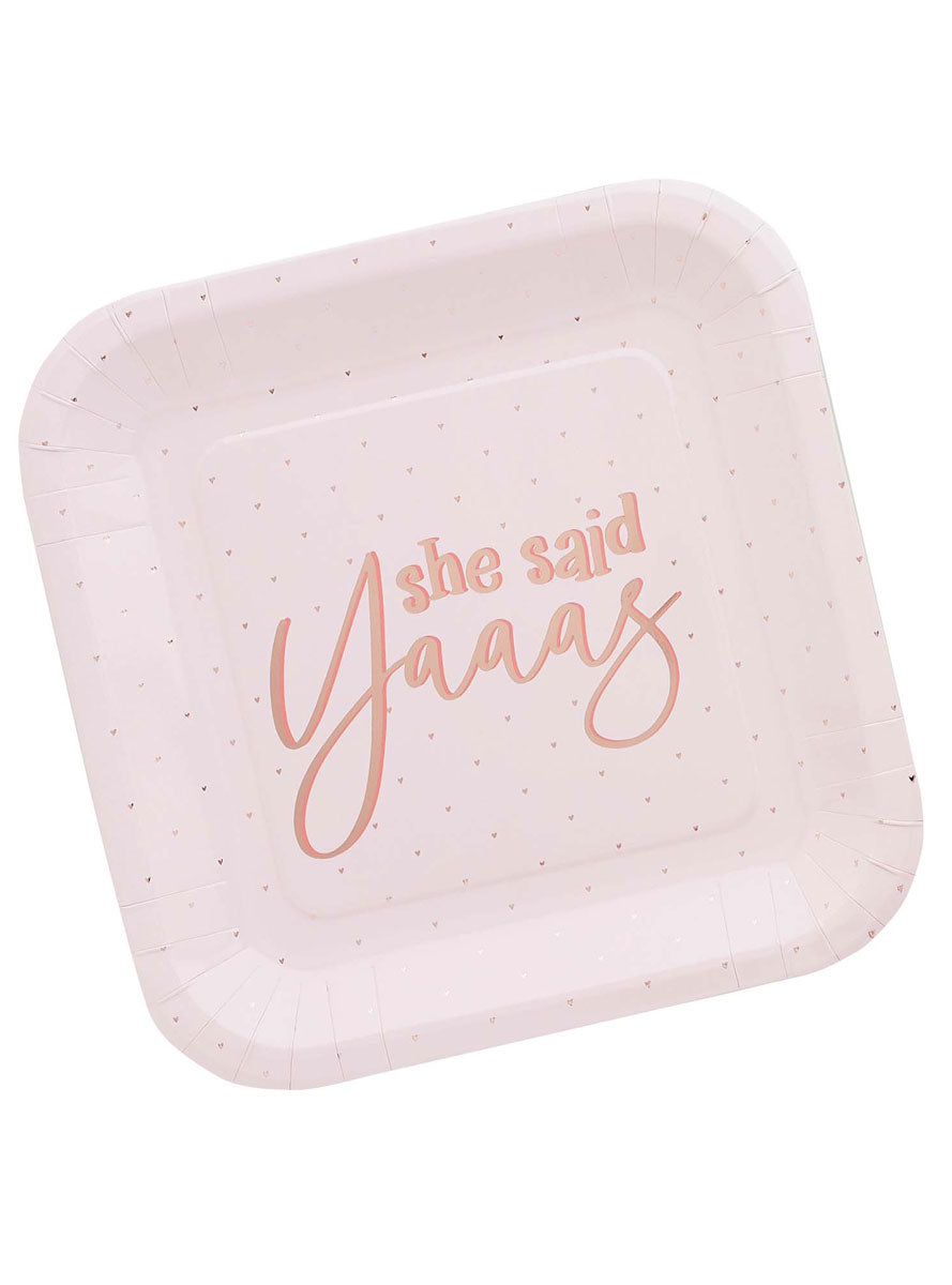 Pastel Pink She Said Yaaas Plates | Pastel Party Supplies