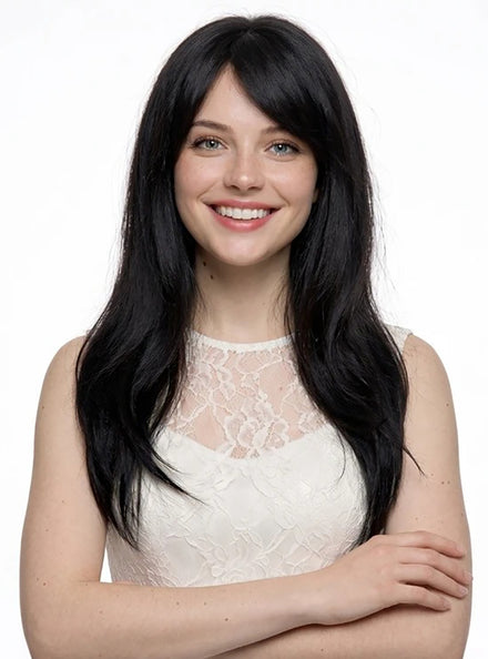 Sheridan Straight Black Layered Wig with Side Fringe