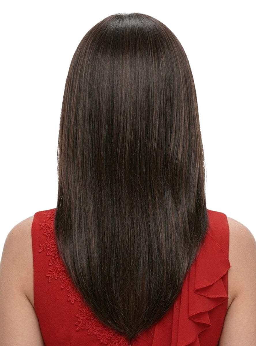 Sheridan Womens Brown Heat Resistant 60cm Long Wig With Fringe - Back Image