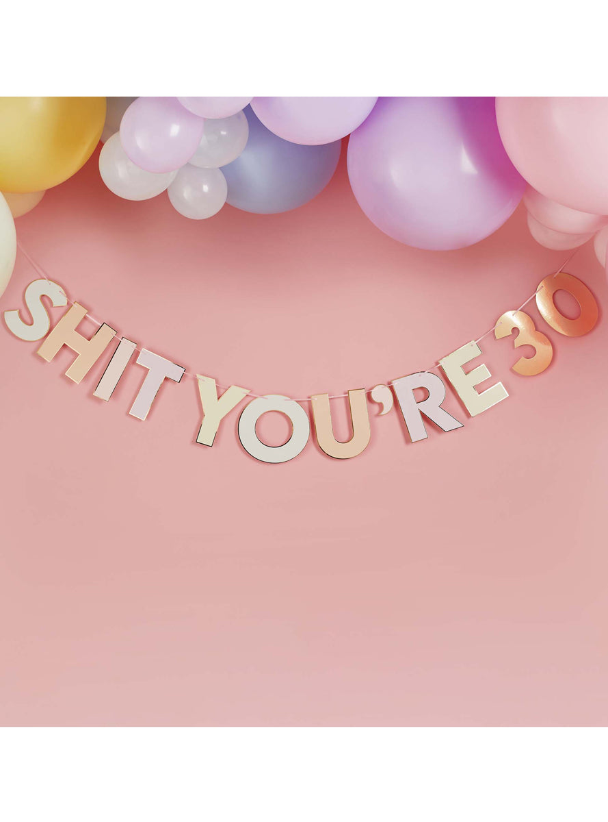 Shit You’re Old Customisable 2m Long Birthday Party Banner - Lifestyle Image
