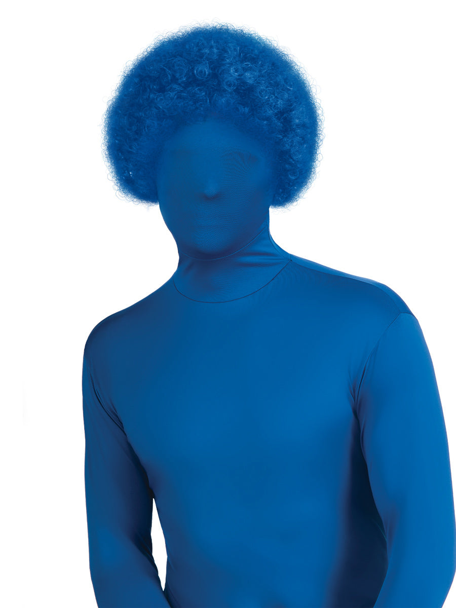 Kids Short Blue Afro Costume Wig - Main Image