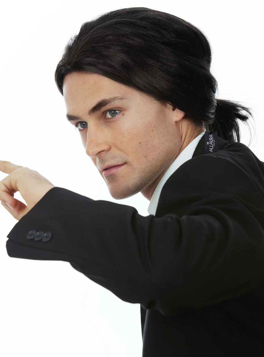 Shoulder Length Mens Black Costume Wig - Alternative Image 3