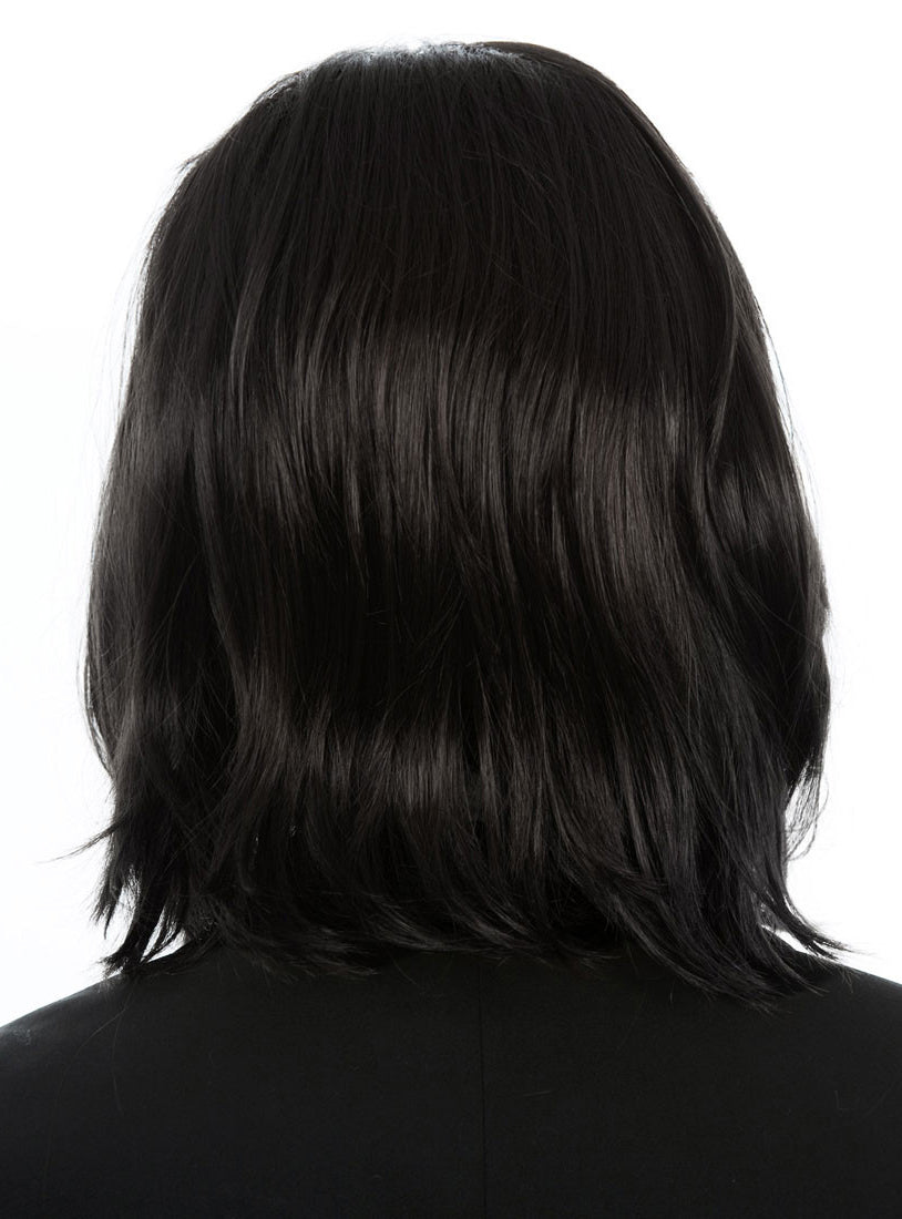 Shoulder Length Mens Black Costume Wig - Back Image 2