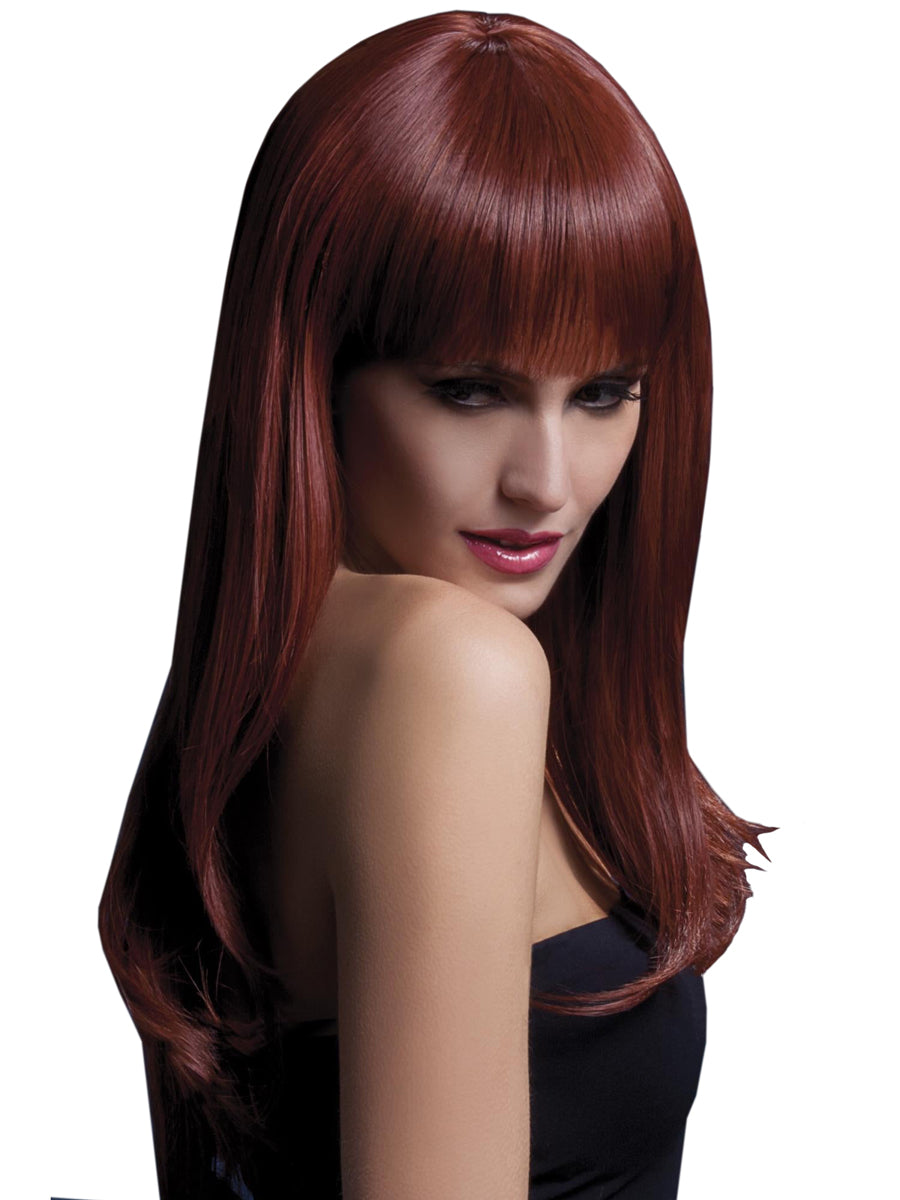 Womens Auburn Long Heat Resistant Fashion Wig With Fringe - Main Image