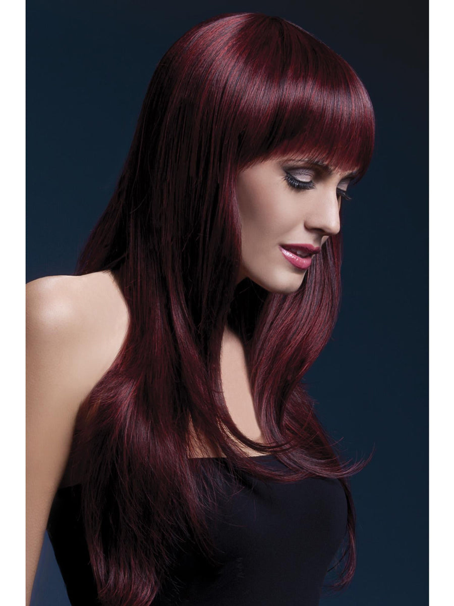 Cherry Black Long Heat Resistant Womens Fashion Wig With Fringe - Main Image