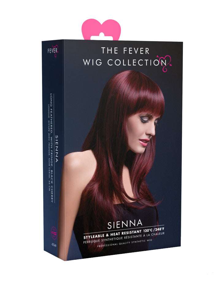Cherry Black Long Heat Resistant Womens Fashion Wig With Fringe - Packaging Image