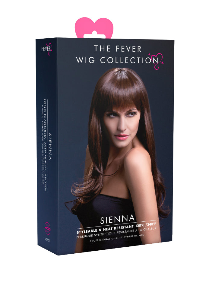 Brown Long Heat Resistant Womens Fashion Wig With Fringe - Packaging Image