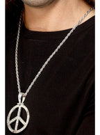 Silver Peace Sign 60s Hippie Necklace - Main Image