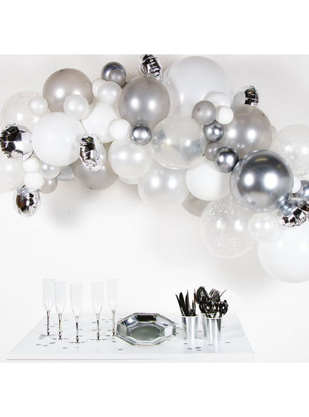 Silver And White Diy 66 Latex Balloon Garland Kit Am 9909313