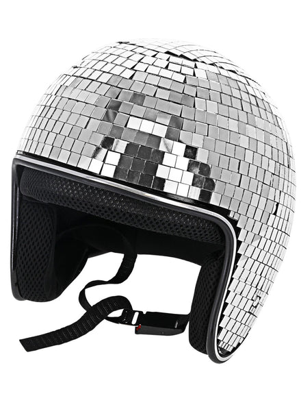 Sparkly Silver Disco Ball Look 70s Costume Helmet