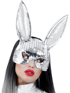 Deluxe Disco Bunny Womens Shiny Silver Costume Mask
