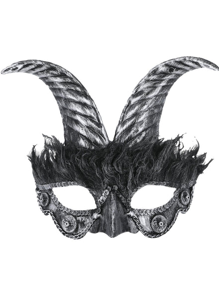 Adults Silver Horned Masquerade Mask - Main Image