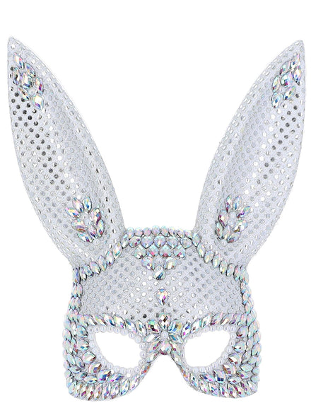 Womens Silver Bejewelled Bunny Mask - Main Image