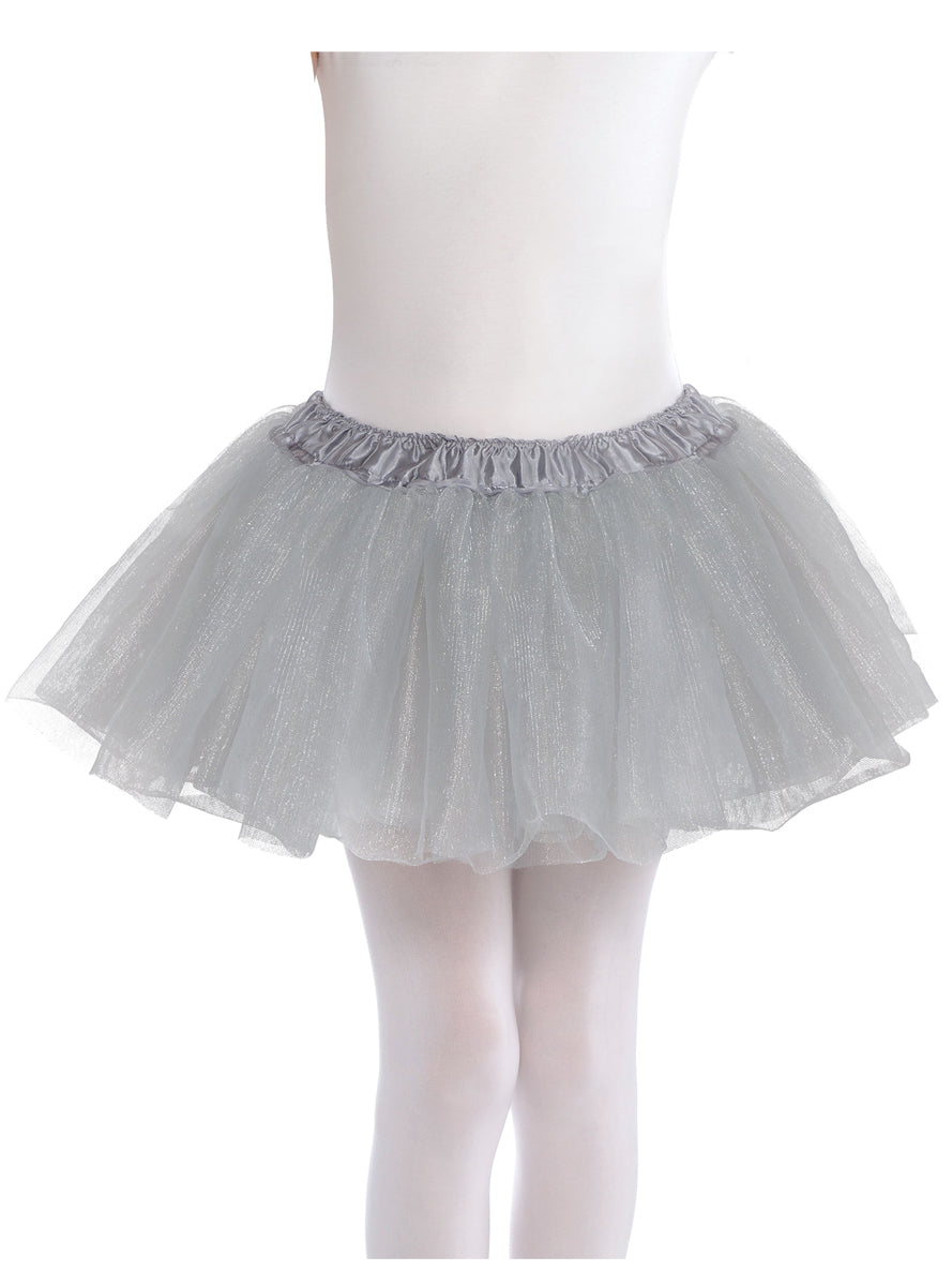 Girls Silver Fluffy Tutu Skirt