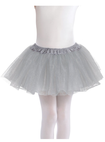 Girls Silver Fluffy Tutu Skirt