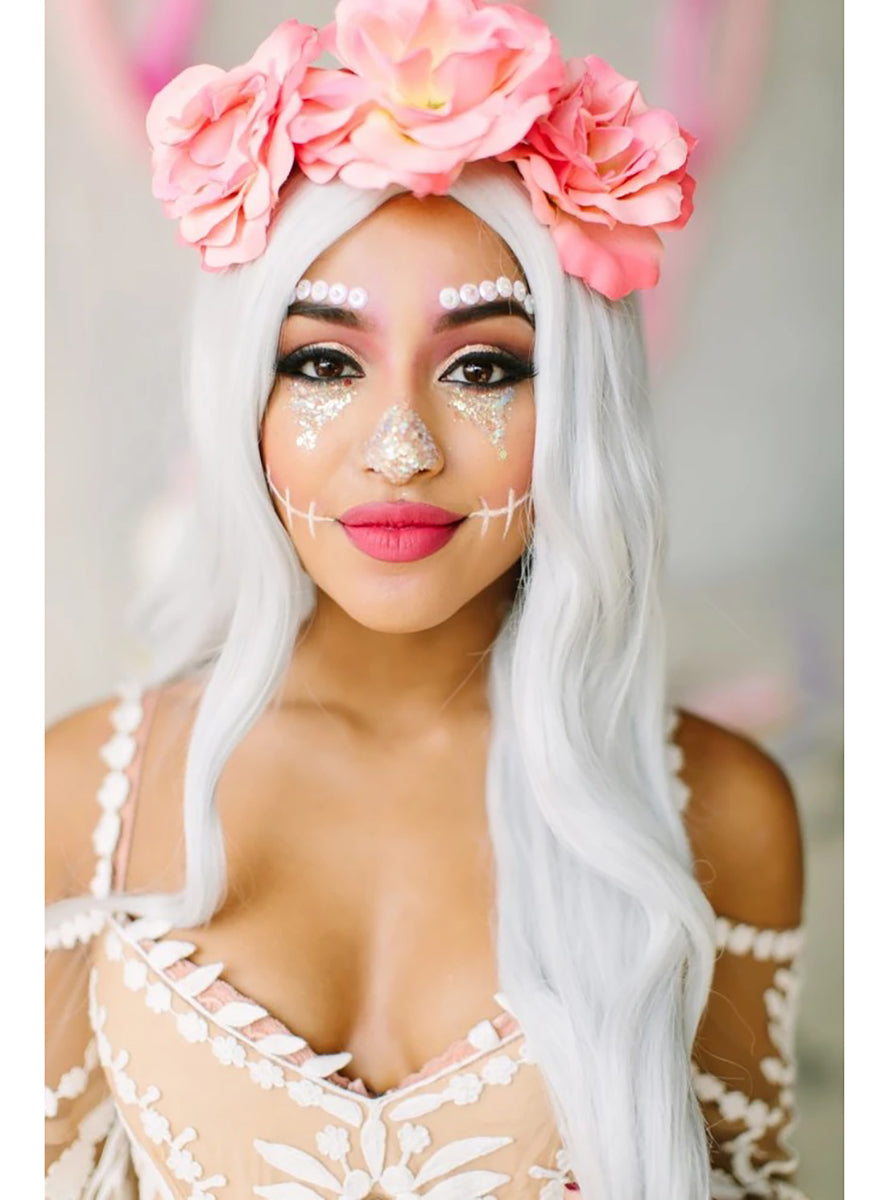 Silver Extra Long Curly Costume Wig