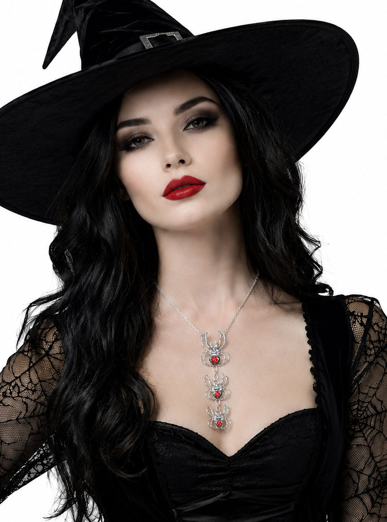 Silver Spiders Halloween Costume Necklace