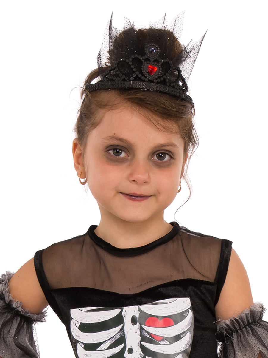 Girls Black And white Skeleton Tutu Halloween Costume - Close Image