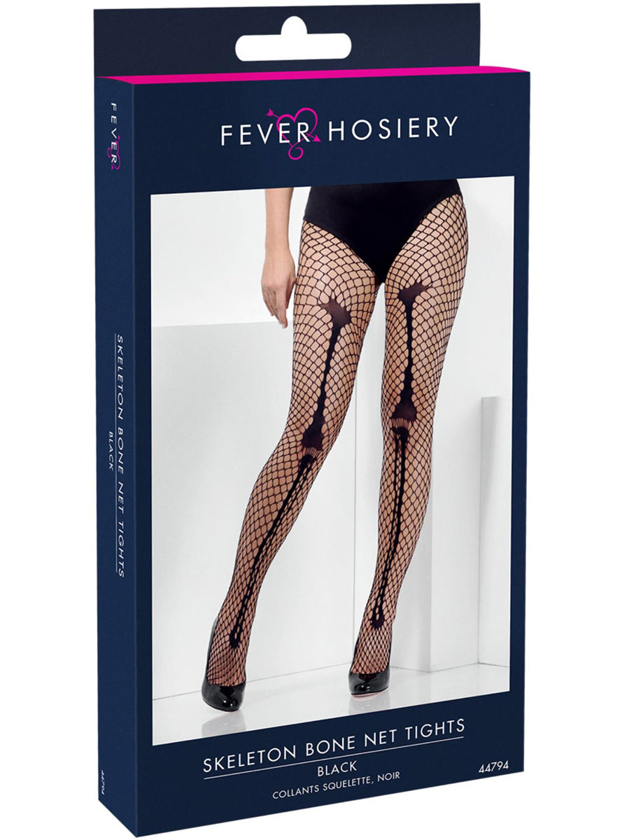Full Length Skeleton Bone Womens Halloween Stockings - Packaging Image