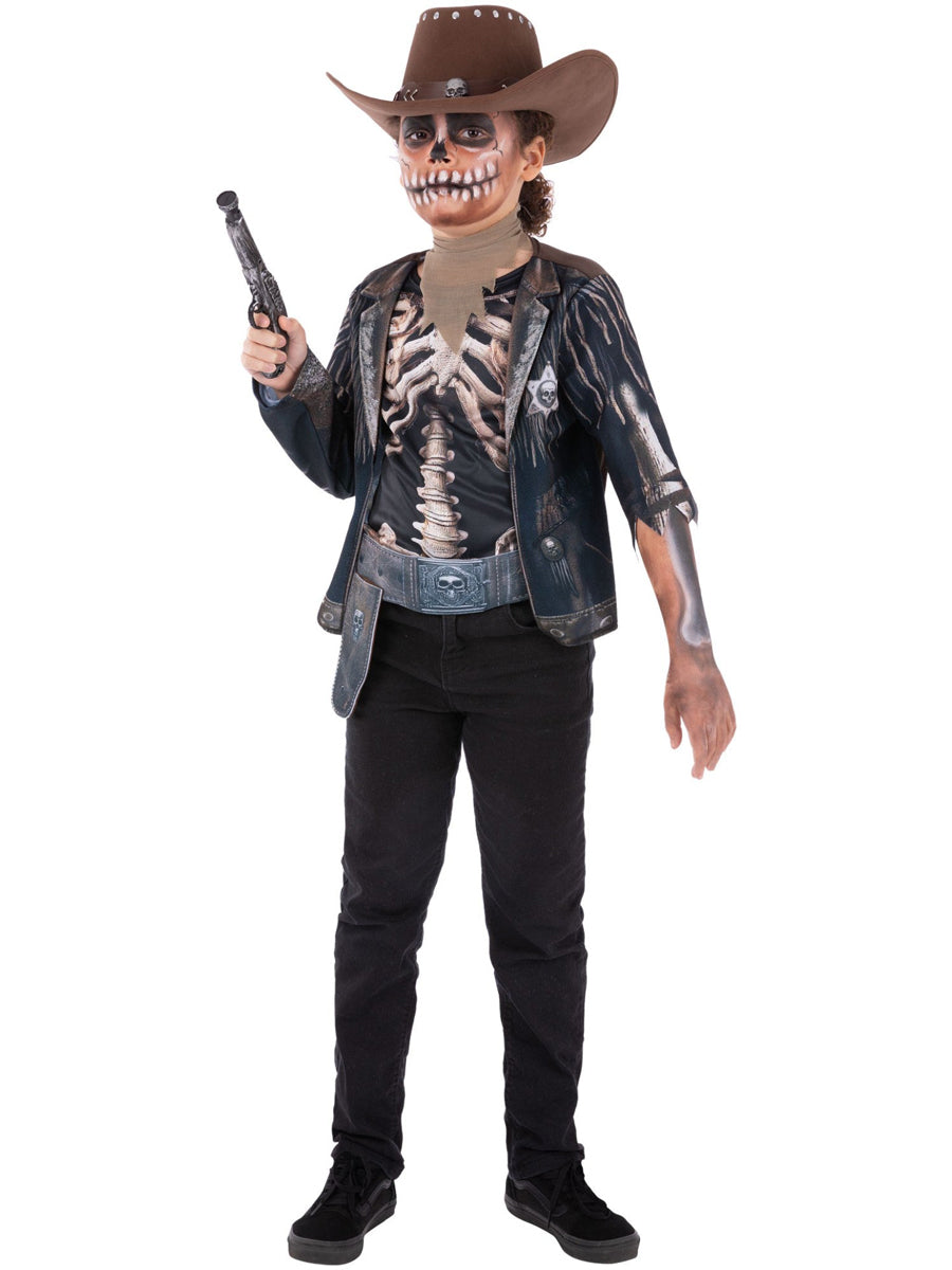 Wild West Skeleton Cowboy Boys Halloween Costume - Main Image