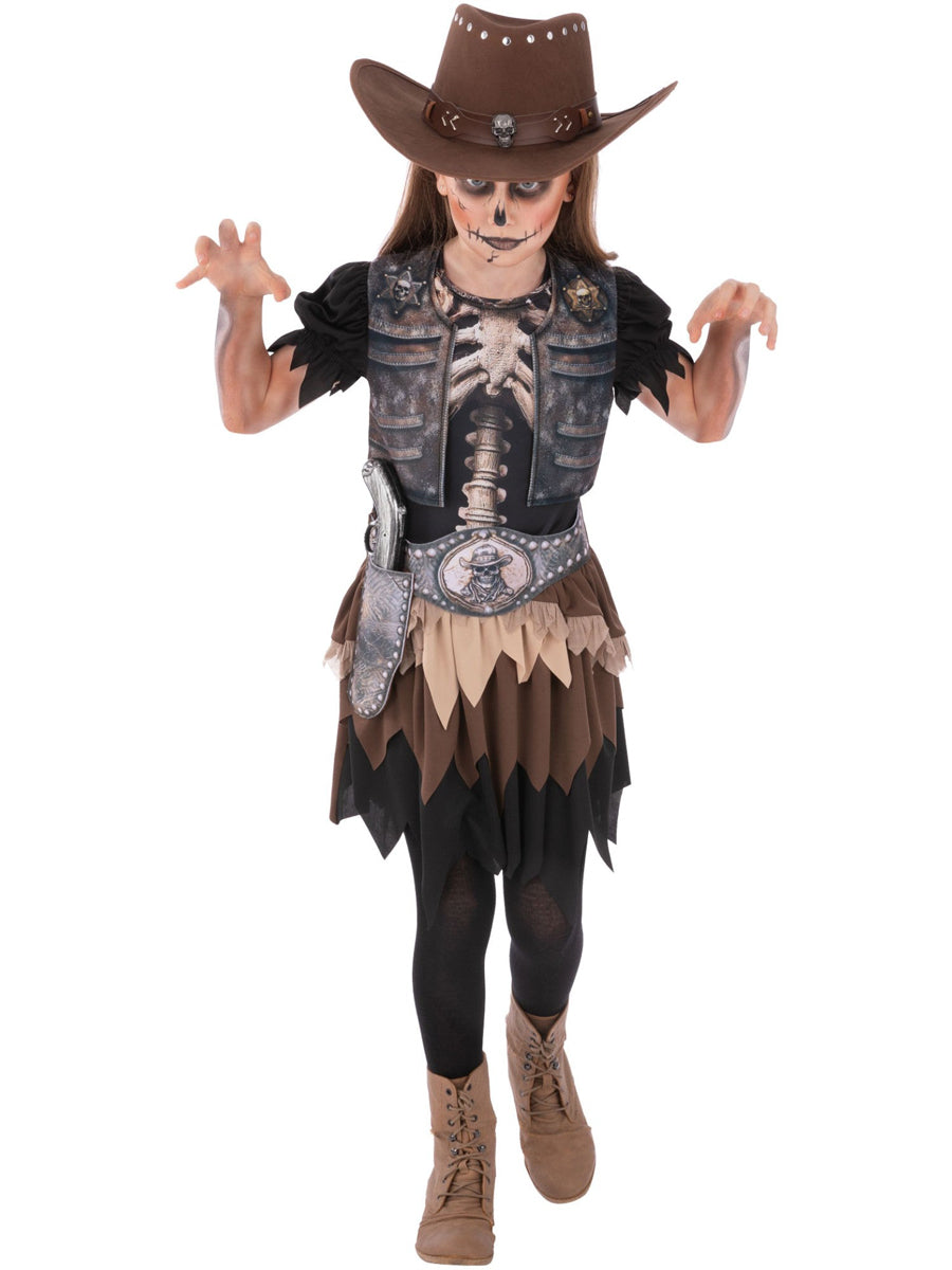 Halloween Skeleton Cowgirl Costume for Girls - Alternate Image