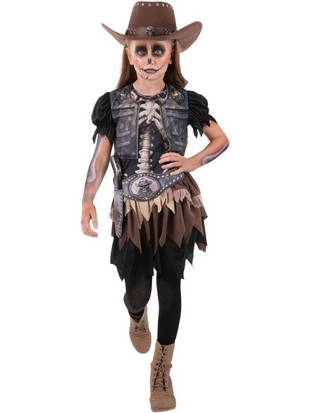 Skeleton Cowgirl Wild West Halloween Costume for Girls - Main Image