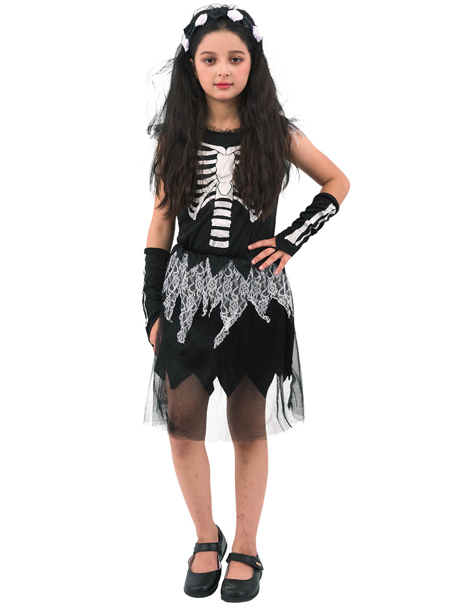 Alternative image of Skeleton Girls Halloween Costume With Tutu