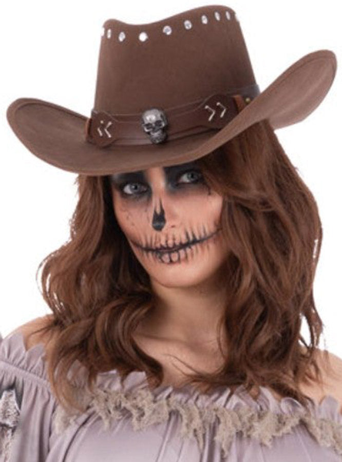Outlaw Skeleton Brown Adults Cowboy Hat - Main Image
