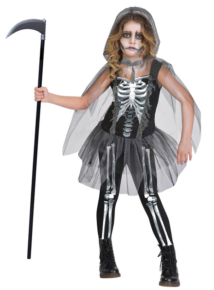 Teen Girls Skeleton Reaper Halloween Costume - Main Image